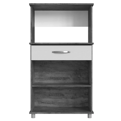 Balcão Armário de Forno Laura para cozinha, com espaço para forno e micro-ondas e tampo de apoio multiuso