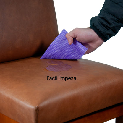 Banqueta Rubi Estofada em Courino com Encosto e Estrutura de Madeira Maciça – Altura 104 cm com Apoio para os Pés, Ideal para Bancada Alta