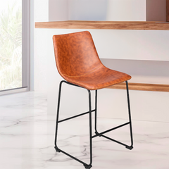 Banqueta Brusque Baixa Rivatti com Estrutura em Aço e Revestimento em PU