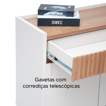 Buffet Aparador Lucca 2 portas e 1 gaveta em MDP/MDF estilo retrô para sala de jantar ou estar