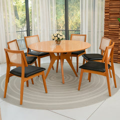 Cadeira Ayla com Estrutura em Madeira Nogueira e Design Contemporâneo – Estofada para Sala de Jantar ou Espaços Sofisticados