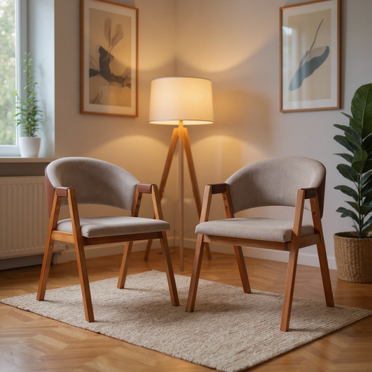 Cadeira Compuse Escandinava Com Encosto Curvo Estilo com Detalhes em Corino