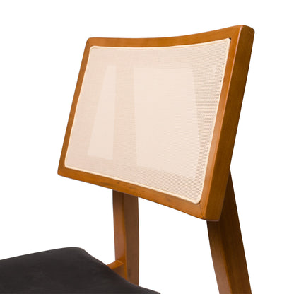 Cadeira Ayla com Estrutura em Madeira Nogueira e Design Contemporâneo – Estofada para Sala de Jantar ou Espaços Sofisticados