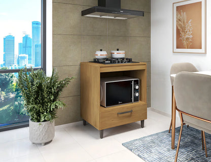 Balcão de Cozinha para Cooktop 4 Bocas com Porta Basculante e Nicho