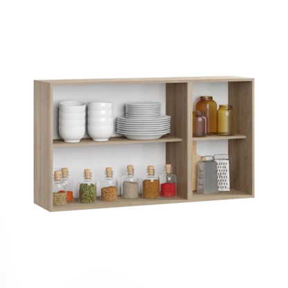 Armário Aéreo de Cozinha 120 cm 3 Portas Nature e Branco