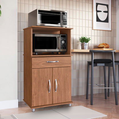 Balcão Armário de Forno Laura para cozinha, com espaço para forno e micro-ondas e tampo de apoio multiuso