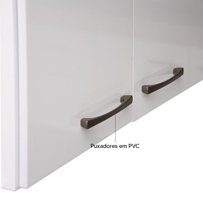 Armário Aéreo de Cozinha Carol 120cm — Estrutura em MDF e MDP com Pintura UV, 3 Portas com Dobradiças Metálicas e 2 Prateleiras para Organizar a Cozinha