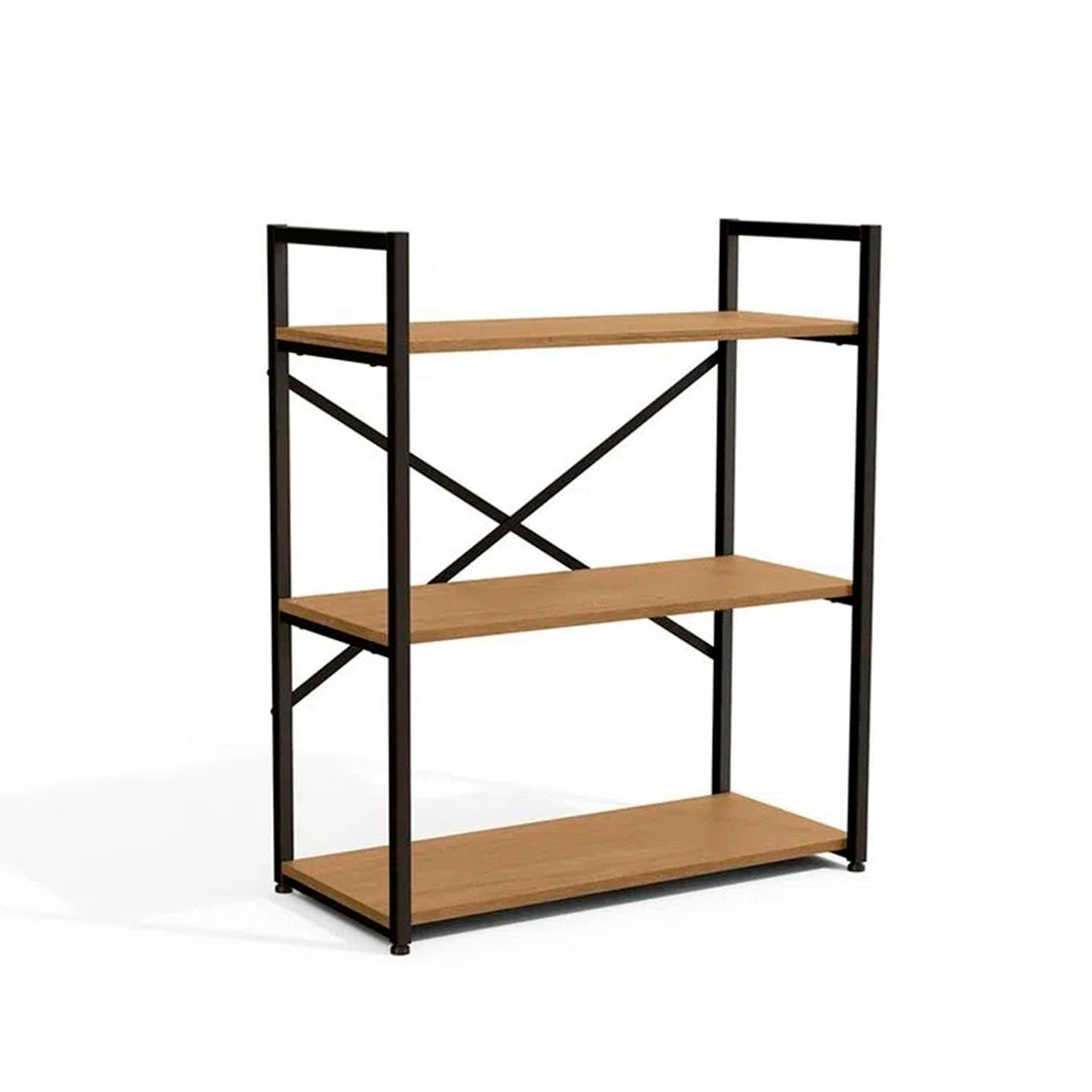 Estante Industrial Baixa 72x85cm com 3 Prateleiras Freijó e Preto