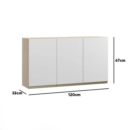 Armário Aéreo de Cozinha 120 cm 3 Portas Nature e Branco