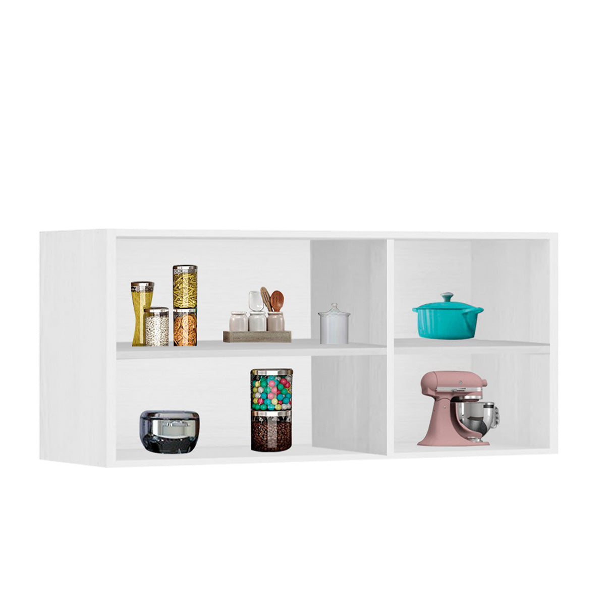 Armário Aéreo de Cozinha Carol 120cm — Estrutura em MDF e MDP com Pintura UV, 3 Portas com Dobradiças Metálicas e 2 Prateleiras para Organizar a Cozinha