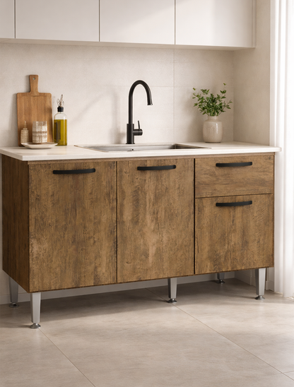 Balcão Cozinha 120cm 3 Portas – Sem Tampo