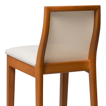 Kit Conjunto Banqueta Arizona em Madeira Maciça com Assento Estofado em Linho e Encosto Tela Sling — Conforto e Estilo para Cozinha Gourmet