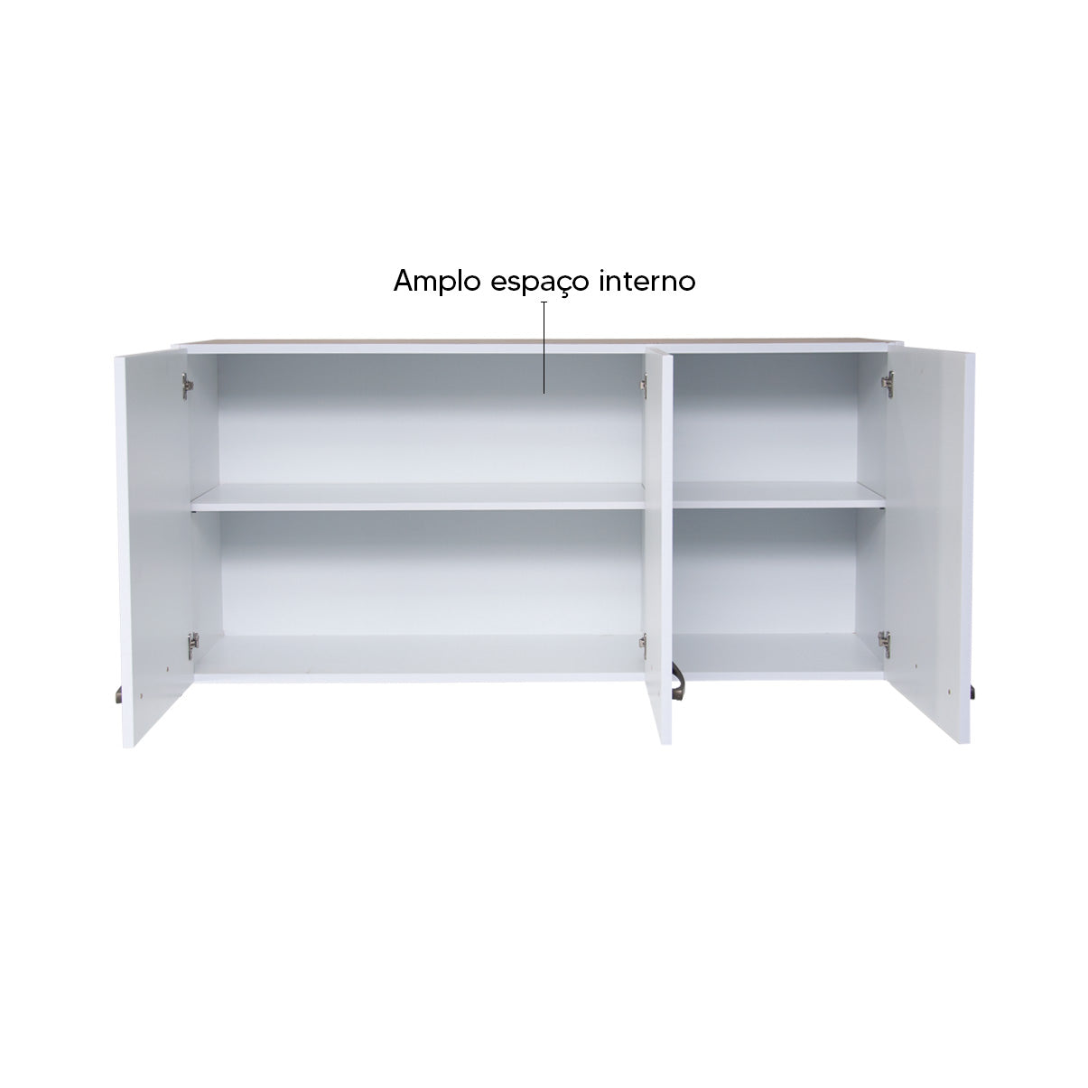 Armário Aéreo de Cozinha Carol 120cm — Estrutura em MDF e MDP com Pintura UV, 3 Portas com Dobradiças Metálicas e 2 Prateleiras para Organizar a Cozinha