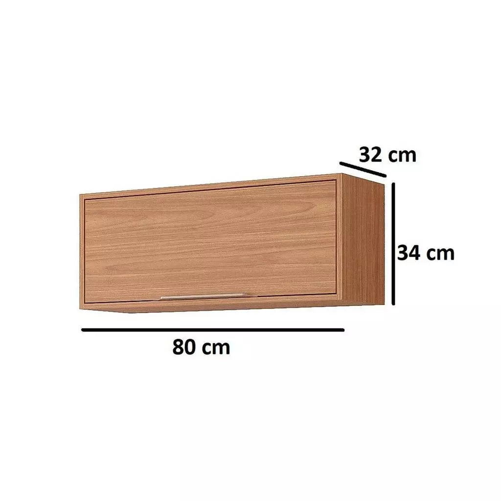 Armário Aéreo de Cozinha Divina 80cm — Estrutura 100% MDF com Pintura UV Premium, Porta Basculante com Pistão a Gás para Cozinha Moderna e Compacta