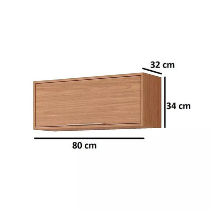 Armário Aéreo de Cozinha Divina 80cm — Estrutura 100% MDF com Pintura UV Premium, Porta Basculante com Pistão a Gás para Cozinha Moderna e Compacta
