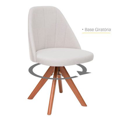 Kit com 2 Cadeiras Mariana Giratórias com Estrutura de Madeira e Assento Estofado – Design Moderno e Confortável para Sala de Jantar