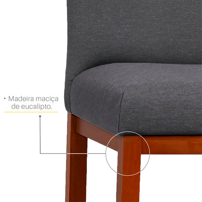 2 Banquetas Safira com Assento Estofado em Tecido Linho e Estrutura de Madeira Maciça – Com Encosto e Apoio para os Pés, Altura 104 cm para Bancadas Altas