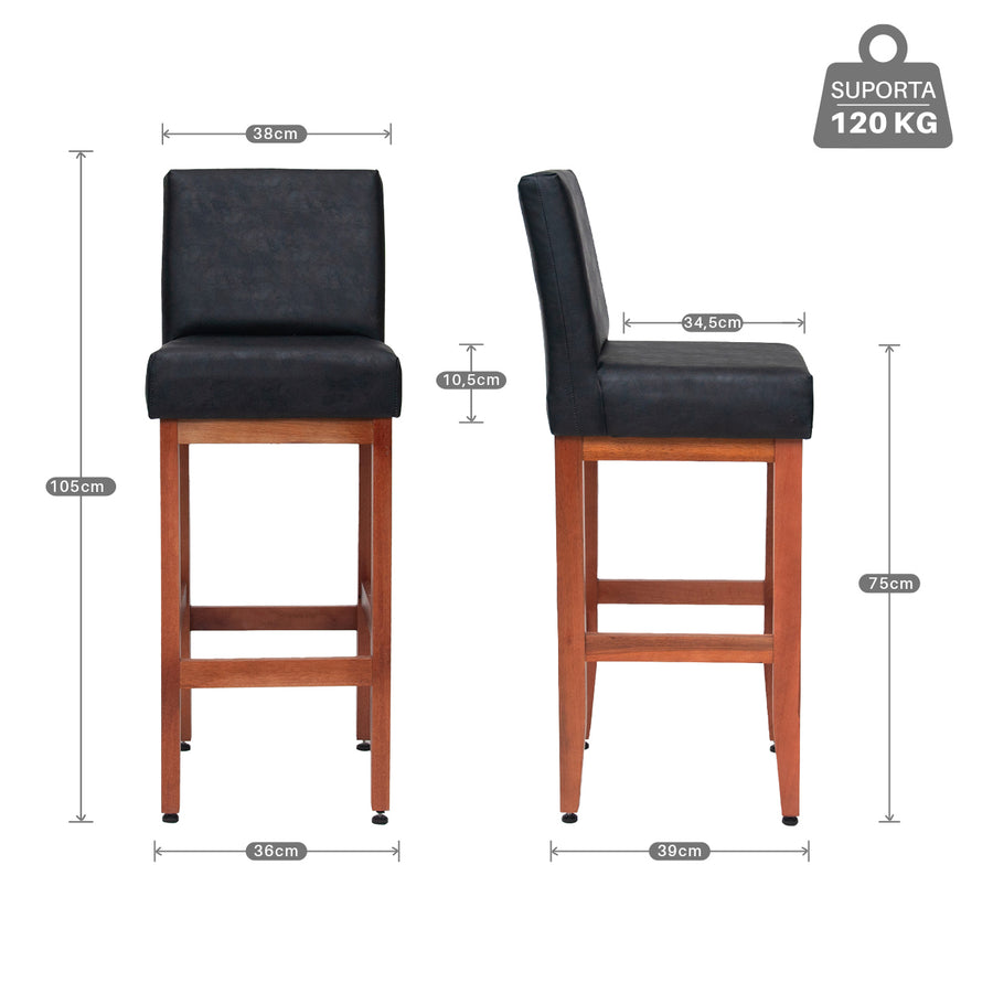 Kit 2 Banquetas Alta Dallas Corino – Apoio para Pés