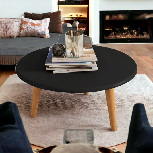 Mesa de Centro Redonda em Madeira Para Sala