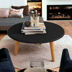 Mesa de Centro Redonda em Madeira Para Sala