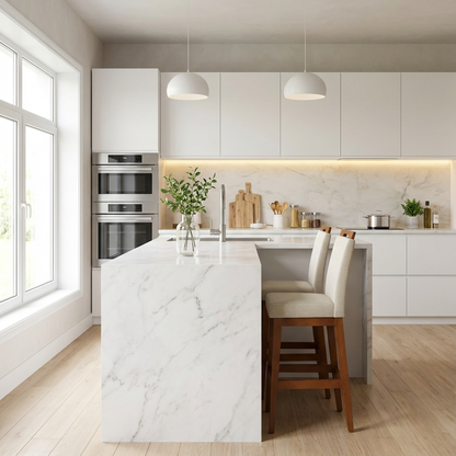 Banqueta Rubi Estofada com Encosto e Estrutura de Madeira Maciça