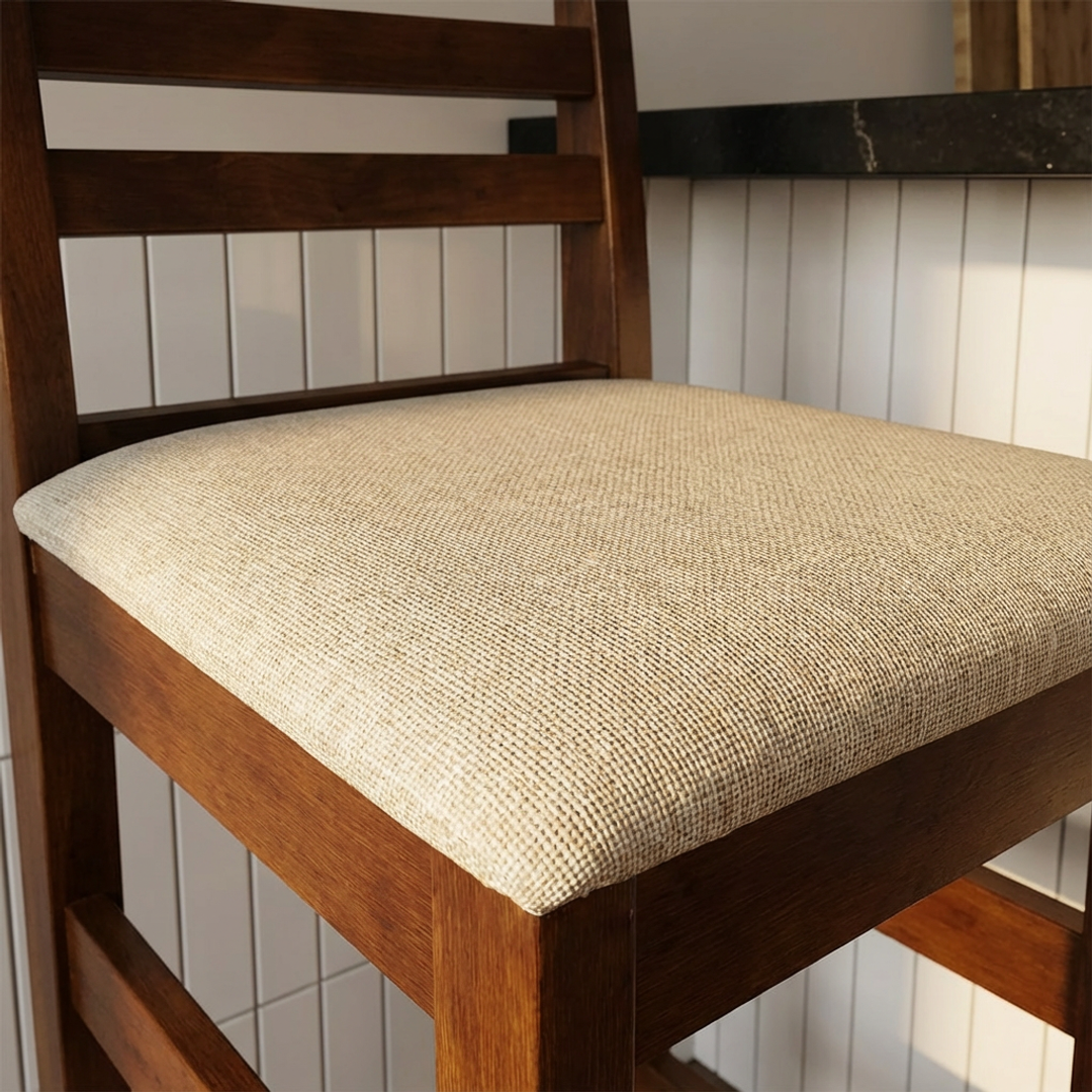 Kit 2 Banquetas Bistrô Linho – Estrutura em Madeira