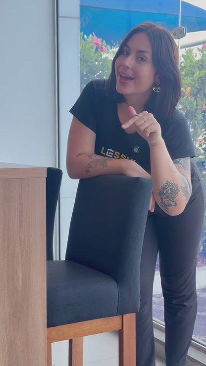 Kit 2 Banquetas Alta Jade Linho – Encosto Estofado