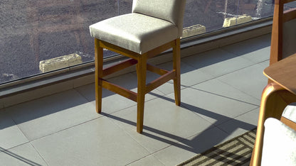 Kit 2 Banquetas Baixa Rubi 63cm Linho – Estrutura em Madeira