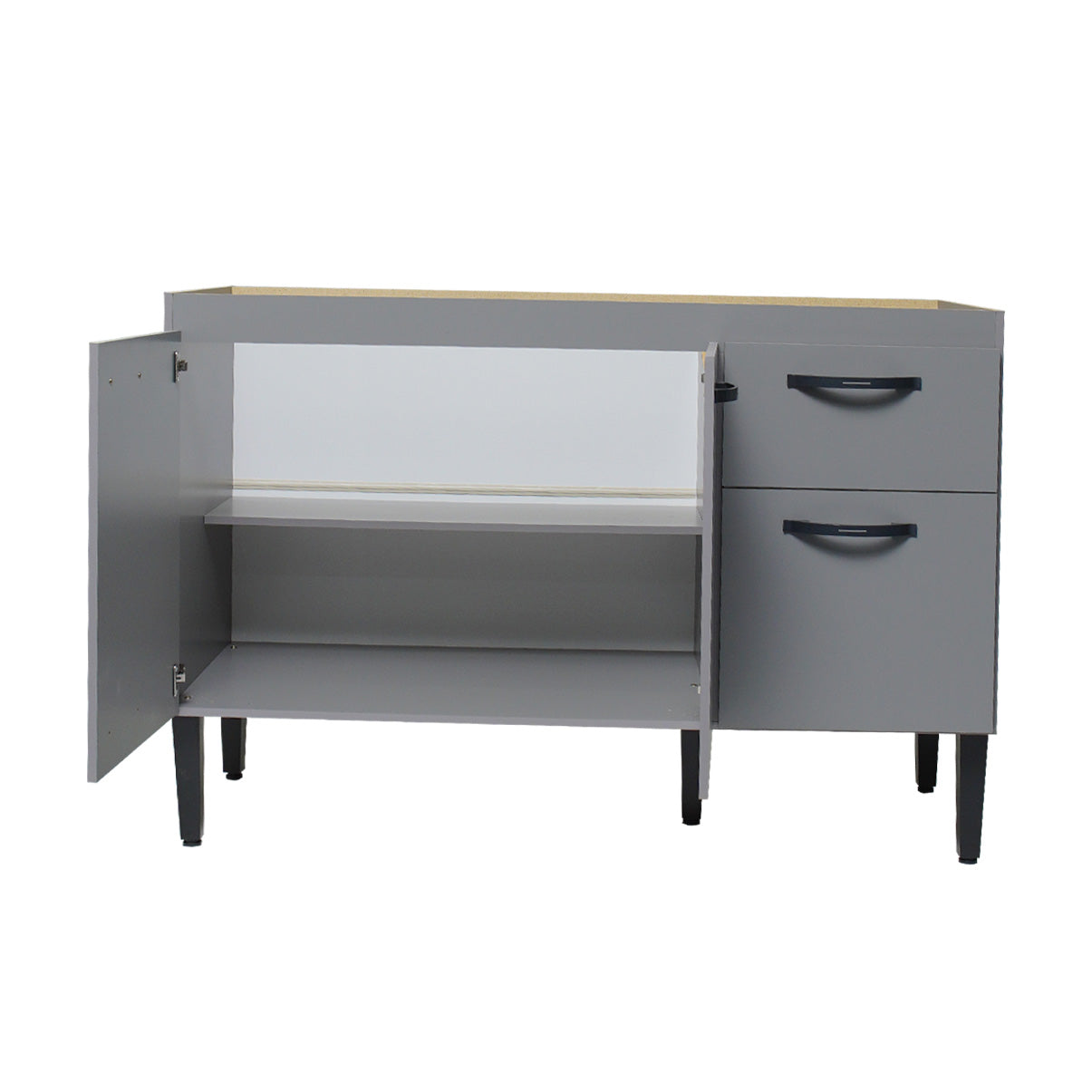 Balcão de Cozinha 120cm 3 Portas 1 Gaveta sem Tampo com Pés Reguláveis