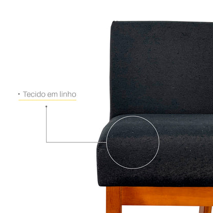 Banqueta Alta Jade Estofada com Estrutura de Madeira Maciça e Assento em Espuma D23 - Encosto Estofado e Altura Ideal para Bancadas Compactas