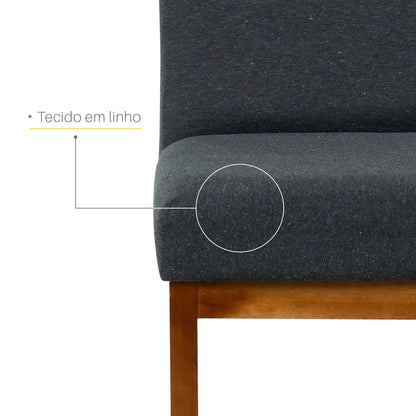 Banqueta Alta Jade Estofada com Estrutura de Madeira Maciça e Assento em Espuma D23 - Encosto Estofado e Altura Ideal para Bancadas Compactas